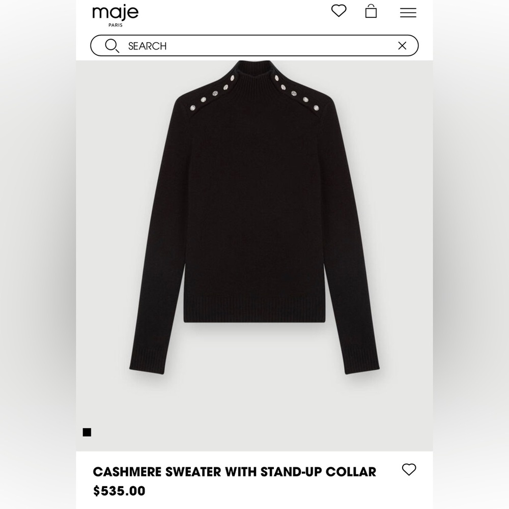 Maje
Monta Button Detail Cashmere Turtleneck Sweater size 2